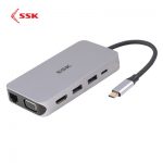 SHU-C520 Cáp chuyển Type-C sang 2 CỔNG USB 3.0 +1 CỔNG HDMI + 1 CỔNG VGA + 1 CỔNG LAN + 1 CỔNG TYPE C CẤP NGUỒN