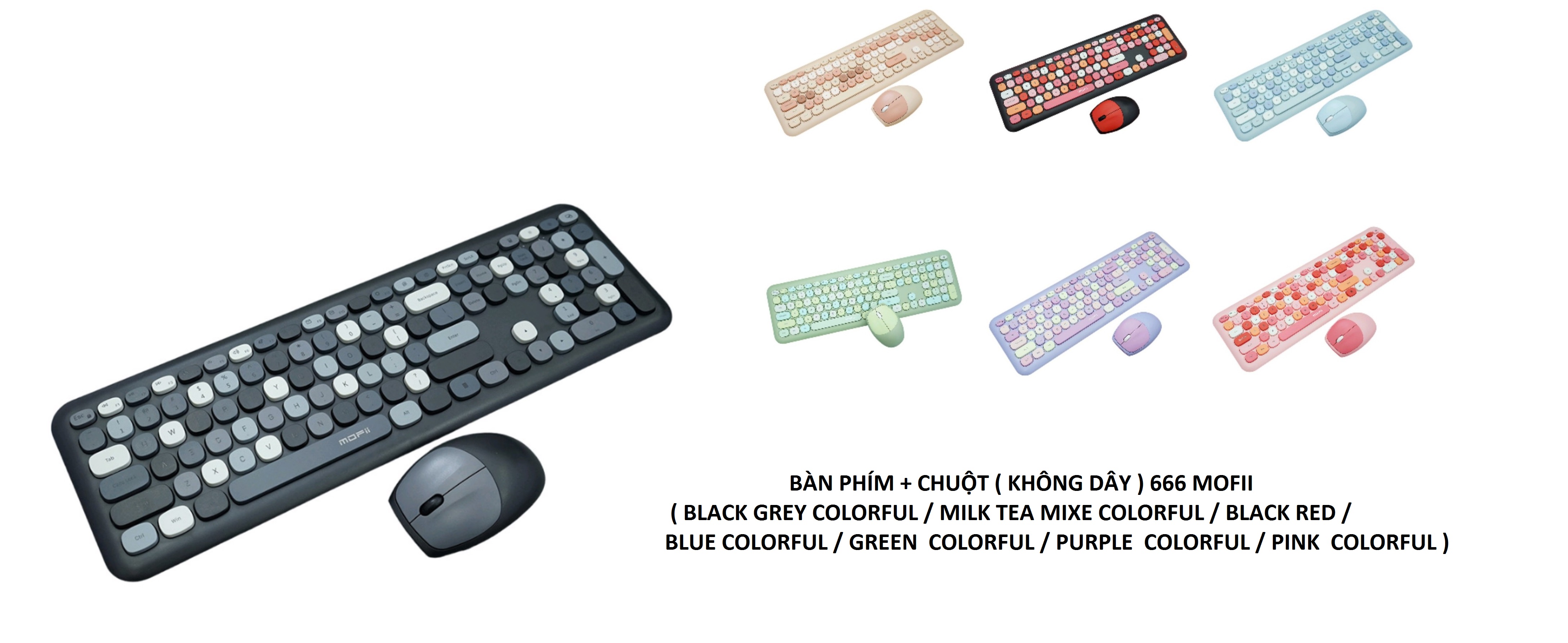 Bàn Phím MOFII + Chuột 666 Colorful Bàn Phím MOFII + Chuột 666 Colorful