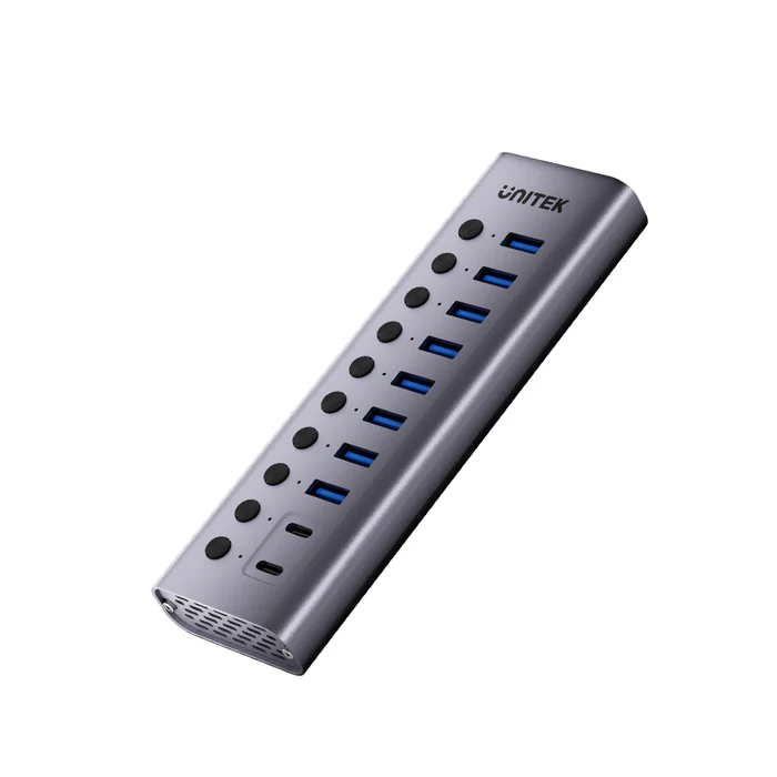Hub chia 10Port cổng Type-C -> USB-A + Type-C kèm cổng tắc riêng UNITEK H1315B01-EU