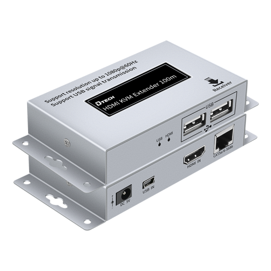 Bộ mở rộng KVM HDMI USB 2.0 150M Vỏ kim loại màu bạc 1080P 60HZ DTECH DT-7054(2ND) Điều khiển từ xa hồng ngoại Bộ mở rộng KVM HDMI USB 2.0 150M Vỏ kim loại màu bạc 1080P 60HZ DTECH DT-7054(2ND) Điều khiển từ xa hồng ngoại